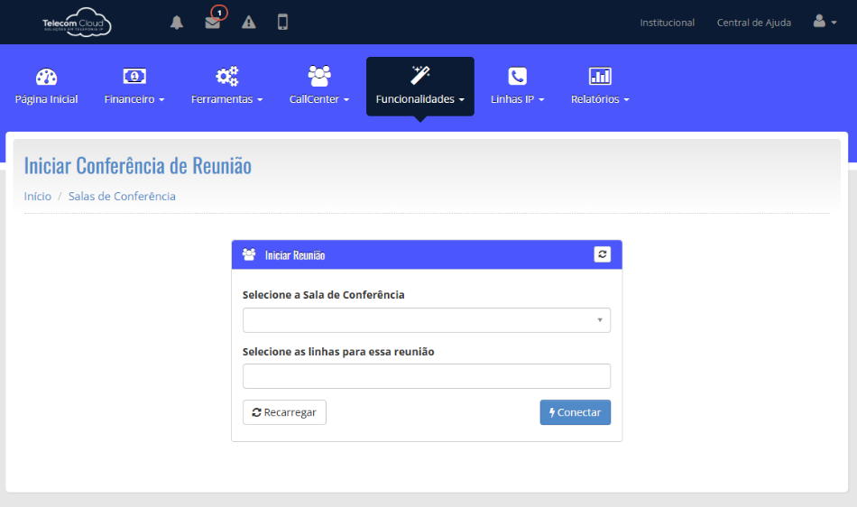Tela1-pabx-IP, PABX em Nuvem