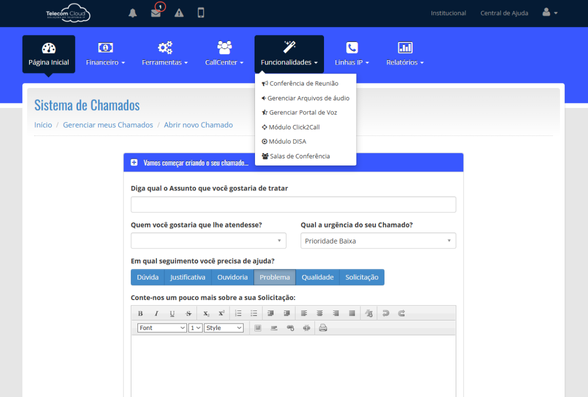 Tela3-pabx-IP, PABX em Nuvem